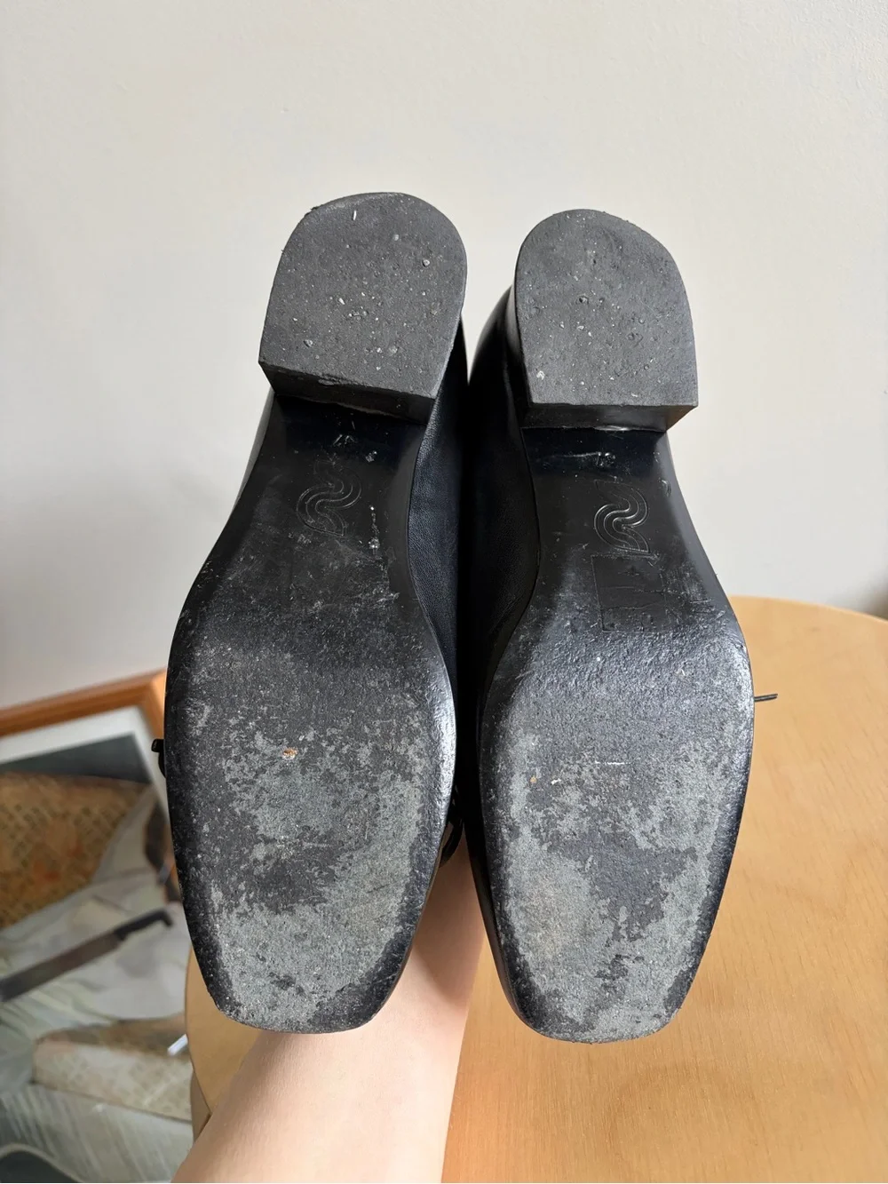 Nicole Saldaña Isabel Black Leather Tie-Front Mary Jane Ballet Heels - Picture 6 of 6